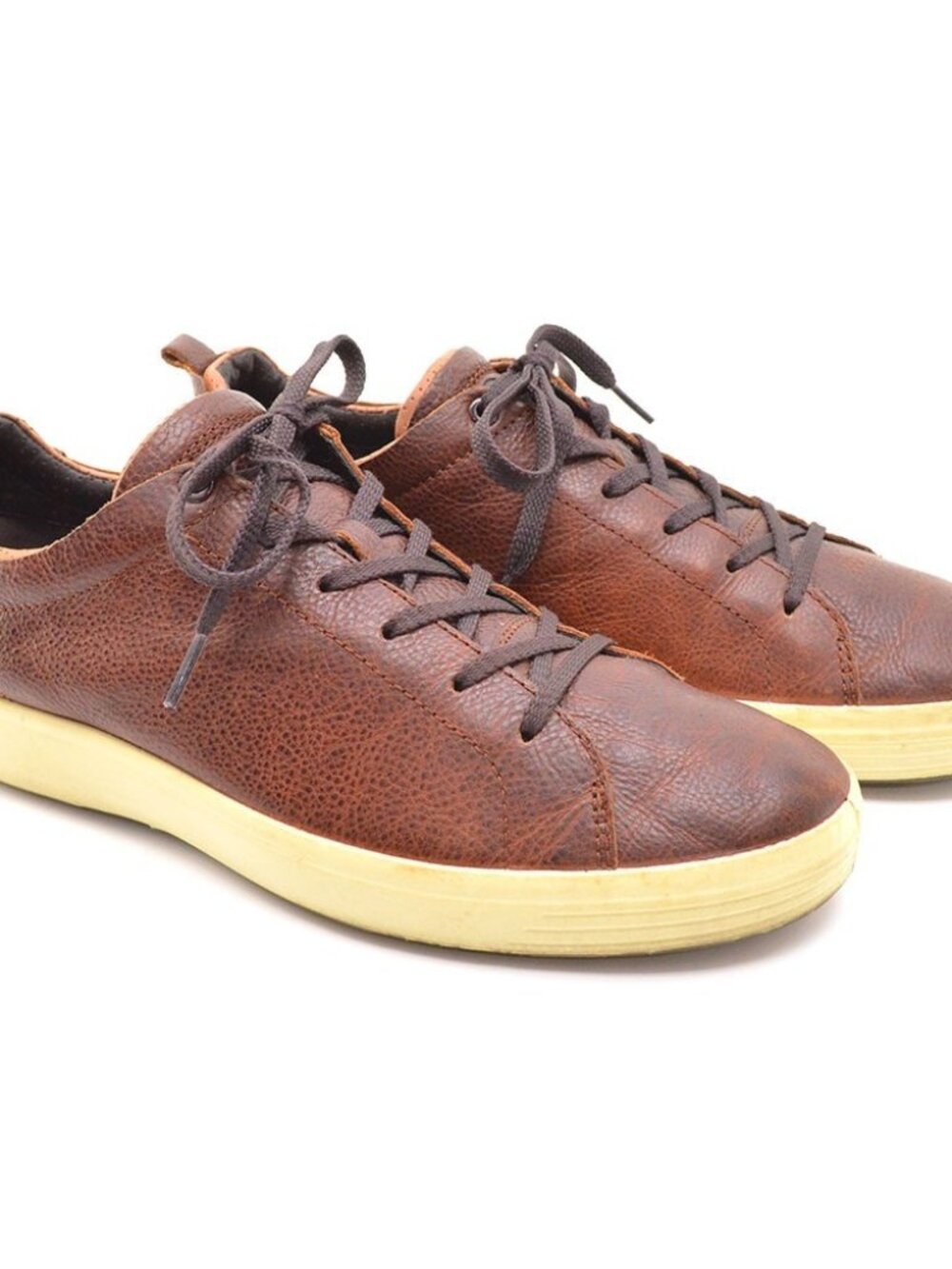 Men Ecco Soft 7 Brown Leather Low Top Sneakers 45 / 11.5